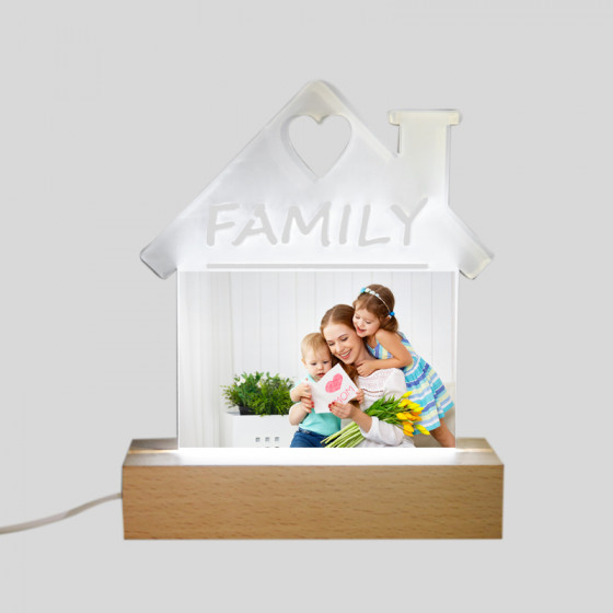 Base LED LEGNO con Plexy Sublimatico forma FAMILY