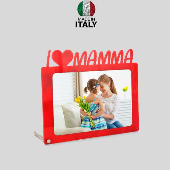 RED I LOVE MAMMA PlexiGlass frame 18x15 cm.